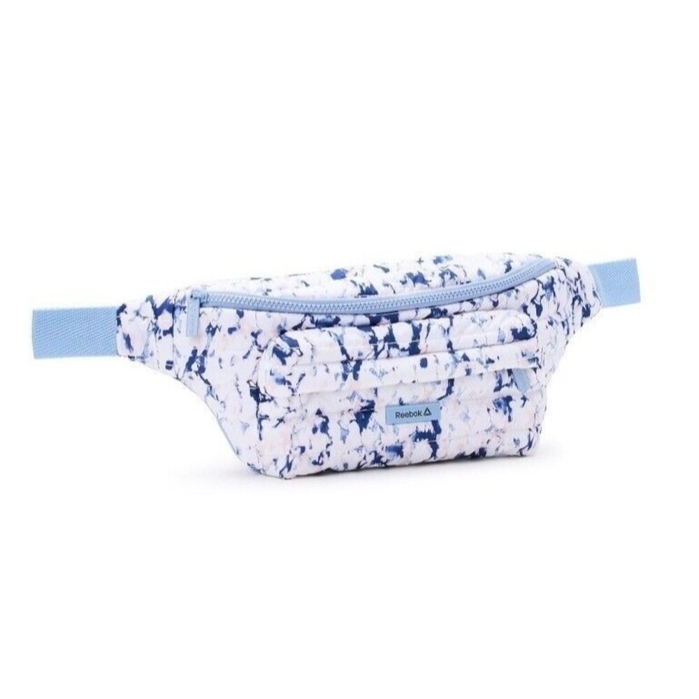 REEBOK Women's Rylan Quilted Puffer Fanny Pack Large Crossbody Bag, Blue Marble